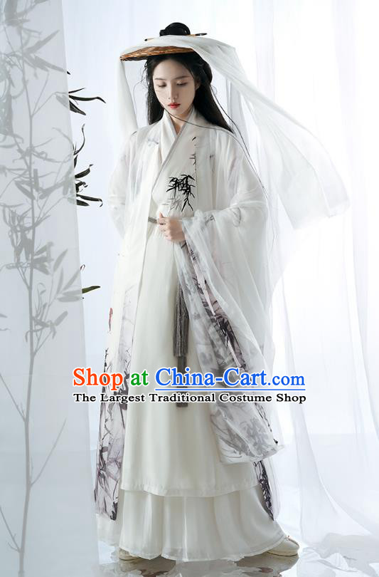 China Ancient Swordsman Clothing Wei Jin Dynasty Young Childe Costumes Traditional Ink Painting Bamboo Hanfu for Women for Men