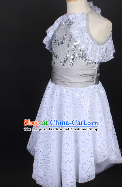 Long Skirt Female Latin Modern Dance Skirt Stage Dress Sequin Gauze Dress