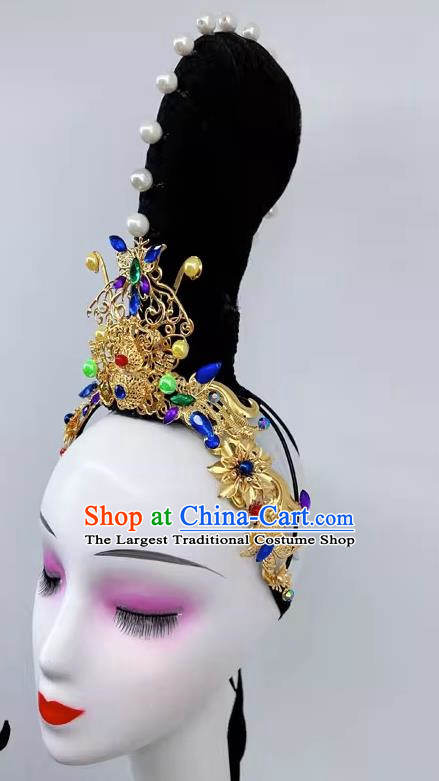 Chinese Classical Dance Dunhuang Flying Dance Headdress Silk Road Rose Lotus Art Test Dance Headdress Performance Performance Headdress