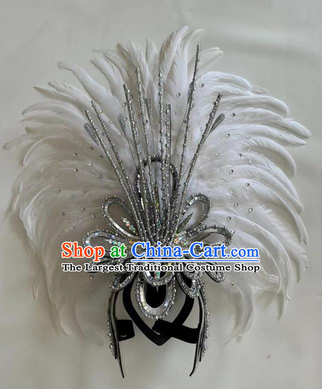 Opening Dance Performance White Feather Headdress Dance Team Samba Carnival Halloween