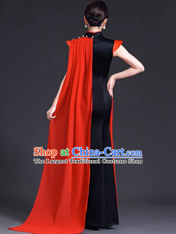 Top Evening Dress Temperament Stage Host Costume Chinese Style Improved Fishtail Long Cheongsam Dress
