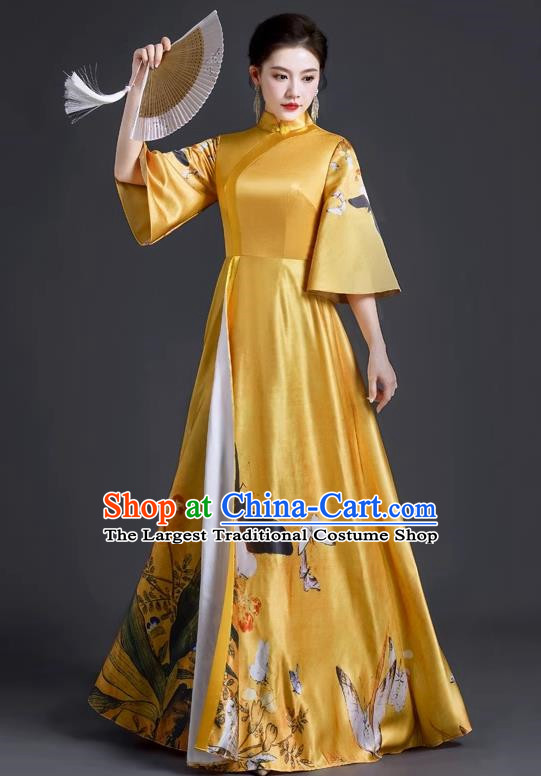 Chinese Style Top Banquet Evening Dress Long Section Annual Meeting Model Catwalk Show Costume Dress