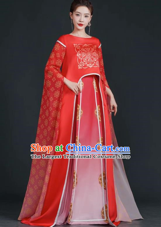 Top Chinese Style Evening Dress Model Stage Catwalk Performance Costume National Music Performance Art Test Dress