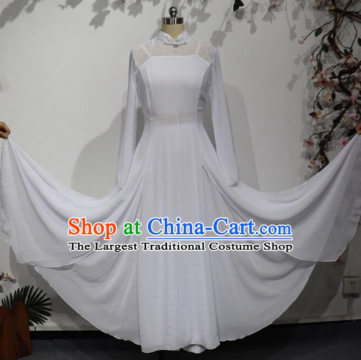 Modern Dance Xunshan Line Dance Performance Costume Performance Costume White Dress Elegant Skirt Women Group Dance