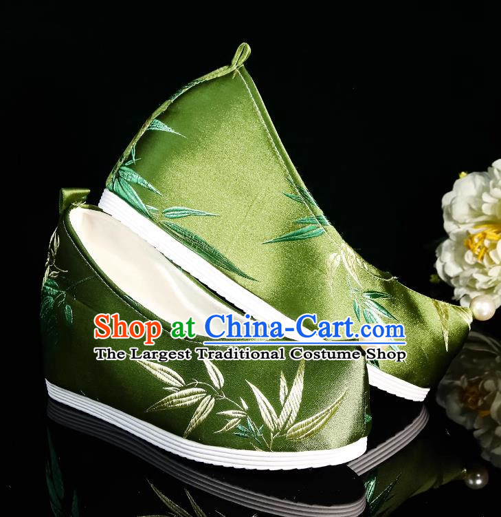 Head Turned Hanfu Shoes Brocade Green Ancient Cloth Shoes