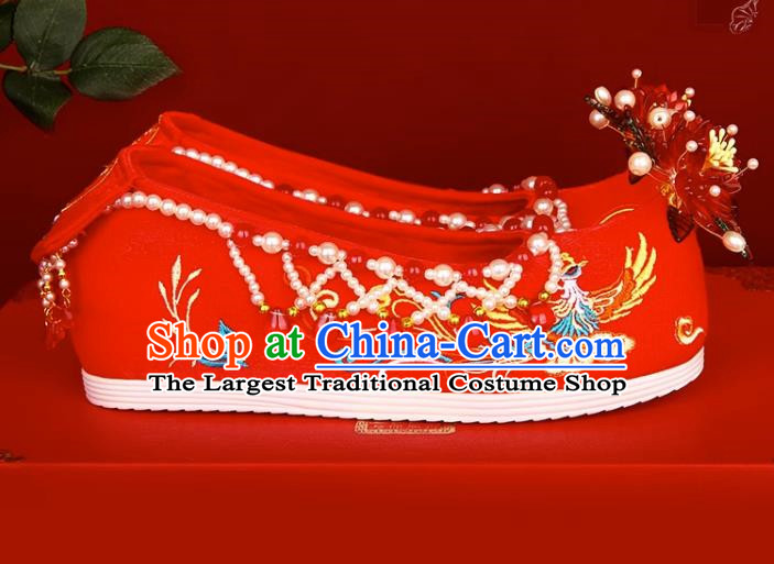 Chinese Style Wedding Shoes Female Xiuhe Shoes Red Bridal Shoes Cloth Shoes