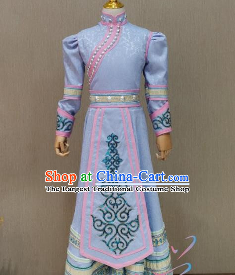 White Children Mongolian Dance Costume Happy Sunshine Girl Solo Mongolian Costume Female Skirt