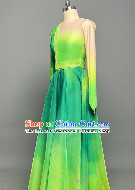 Classical Dance Tage Line Ancient Style Green Elegant Gradient Chinese Style Large Swing Skirt Costume