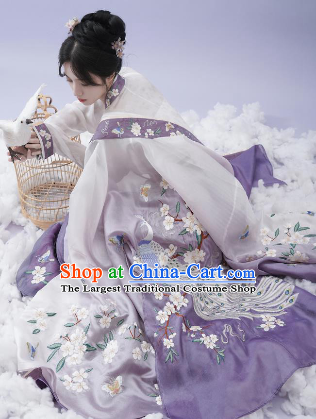 China Song Dynasty Palace Princess Garment Costumes Traditional Noble Hanfu Ancient Court Woman Purple Dresses Complete Set