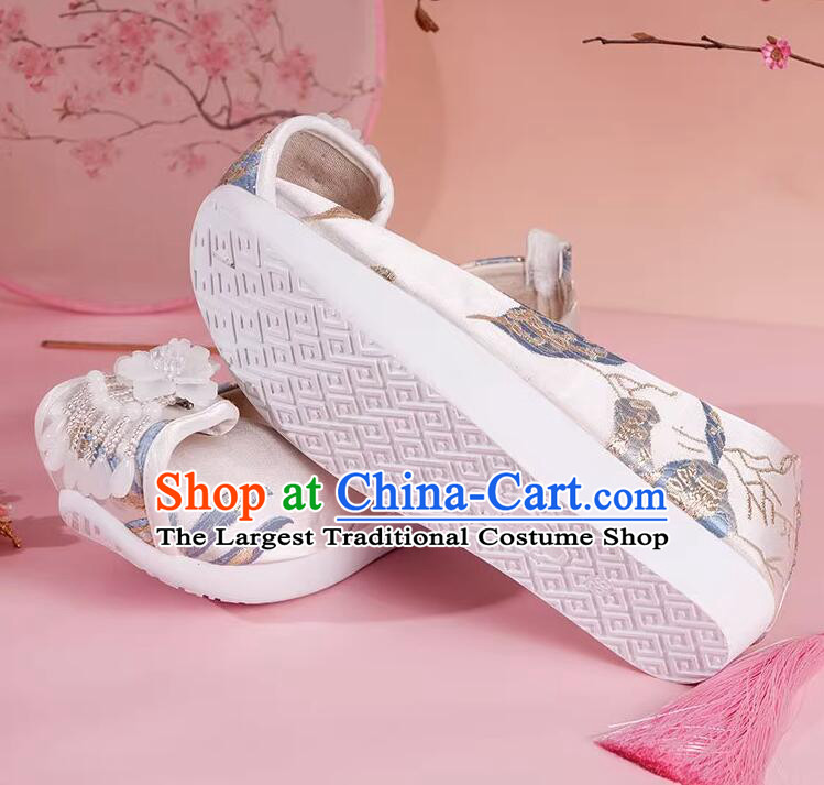 Ancient Chinese Princess Shoes Traditional Satin Shoes Tang Dynasty Hanfu Shoes