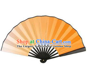 China Handmade Paper Fan Dance Contest Fan Classical Dance Light Orange Folding Fan