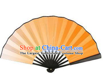 China Handmade Paper Fan Dance Contest Fan Classical Dance Light Orange Folding Fan