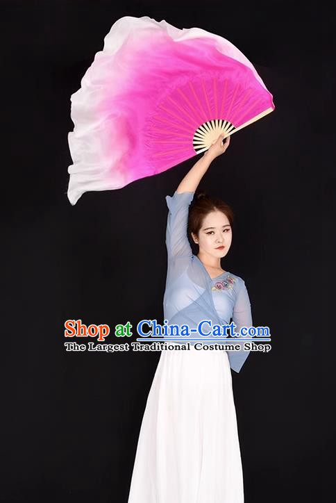 China Yangko Dance Pure Silk Fan Classical Dance Folding Fan Women Group Dancing Fan Handmade Jinghong Pink Fan