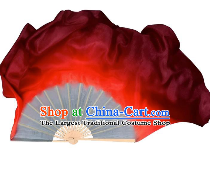 China Handmade Red Ribbon Fan Classical Dance Fan Jiaozhou Yangko Dance Jiu Er Silk Fan