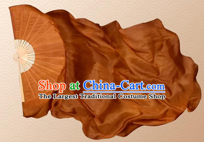 China Women Dance Pure Silk Fan Handmade Long Ribbon Tan Fan Classical Dance Fan