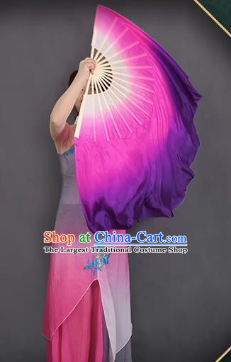 China Taoli Cup Dance Competition Pure Silk Fan Handmade Gradient Pink to Purple Fan Classical Dance Fan