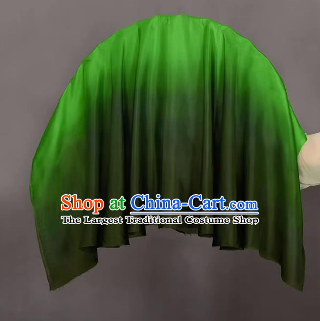 China Classical Dance Ribbon Fan Yangko Dance Fan Handmade Stage Deep Green Silk Fan