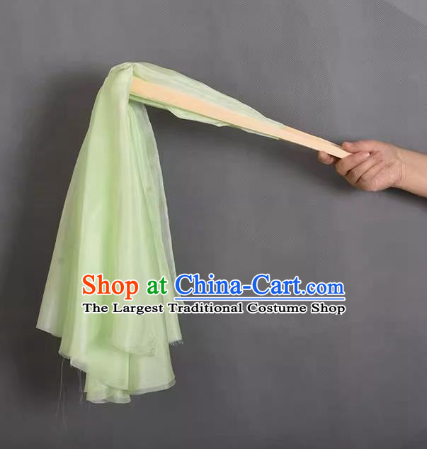 China Handmade Stage Performance Light Green Silk Fan Classical Dance Ribbon Fan Yangko Dance Fan