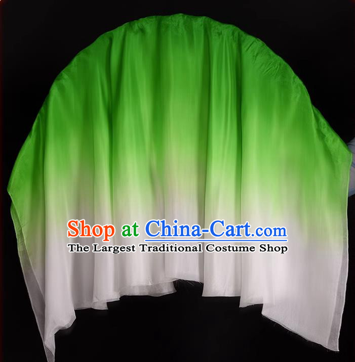 China Classical Dance Ribbon Fan Yangko Dance Prop Fan Handmade Stage Performance Green Silk Fan