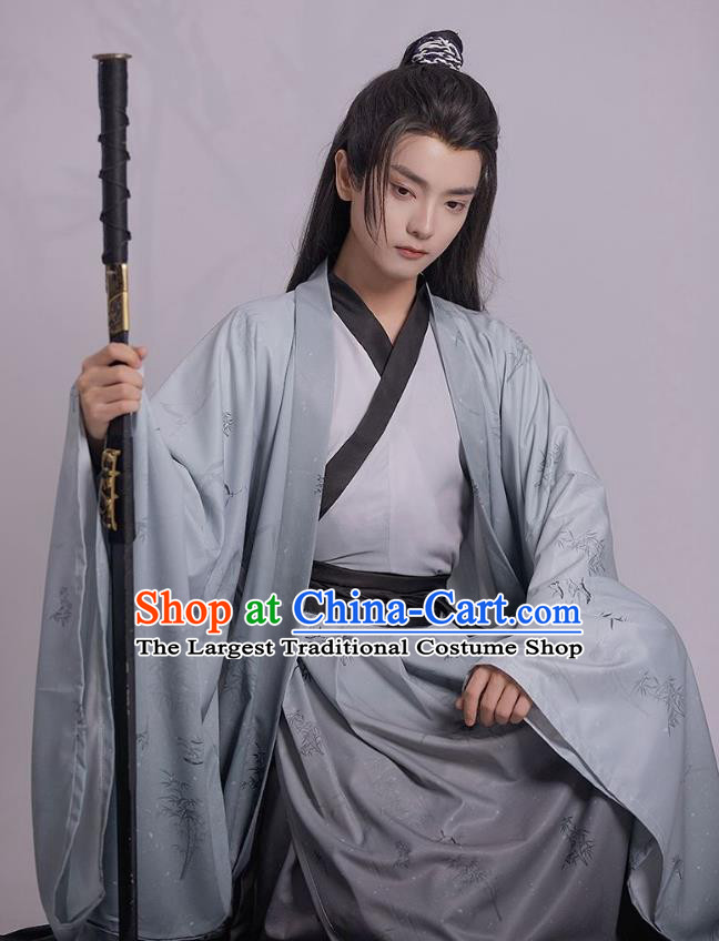 China Male Hanfu Jin Dynasty Young Childe Clothing Ancient Swordsman Printing Costumes