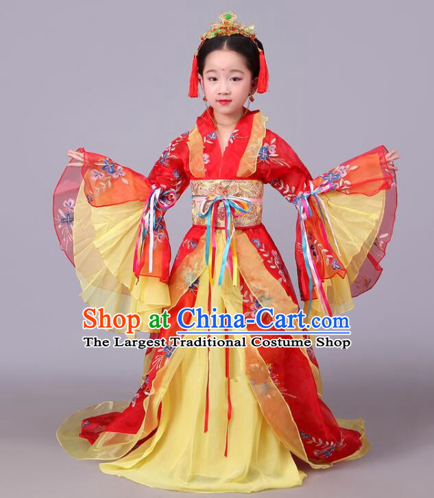 Chinese Tang Dynasty Princess Clothing Children Hanfu Dress Ancient Fairy Costumes