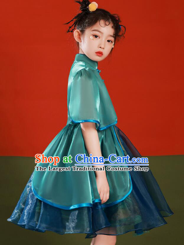 Top Children Catwalks Clothing Model Contest Blue Dress China Stage Show Costume