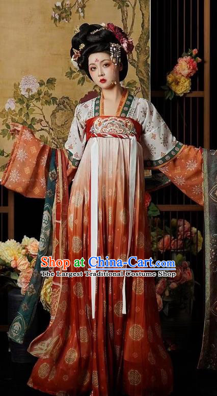 China Ancient Royal Empress Costumes Traditional Palace Red Hanfu Dress Tang Dynasty Imperial Consort Clothing