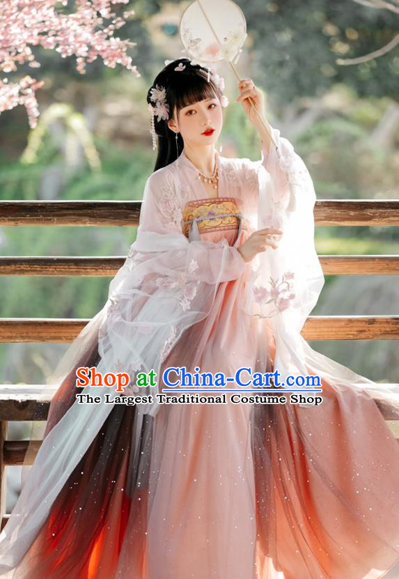 China Traditional Ruqun Hanfu Dress Song Dynasty Young Woman Costumes Ancient Royal Princess Clothing