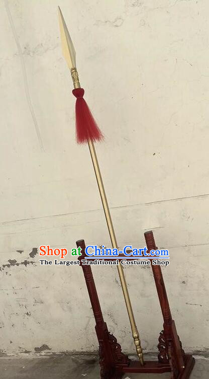 Top Brass Fire Tipped Spear Wushu Red Tassel Spear Handmade Zhao Zilong Long Spear