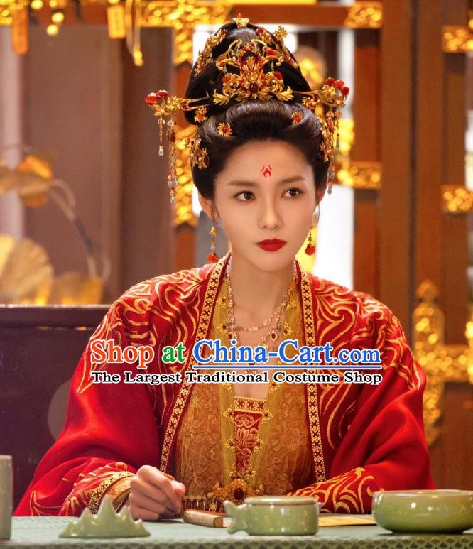 China Ancient Noble Queen Costumes Red Hanfu Dress Romantic TV Series New Life Begins Monarchess Shangguan Yan Clothing