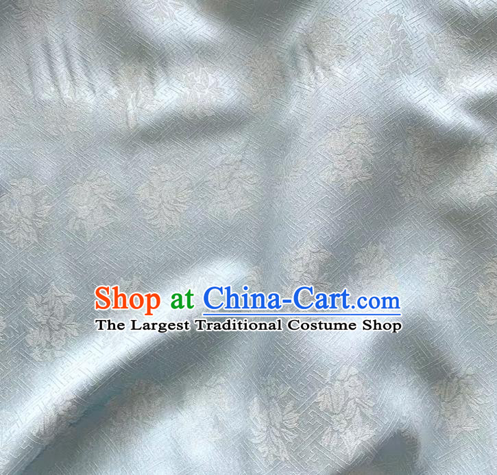 Alice Blue China Classical Trumpet Creeper Pattern Cloth Hanfu Fabric Traditional Jacquard Crepe Mulberry Silk