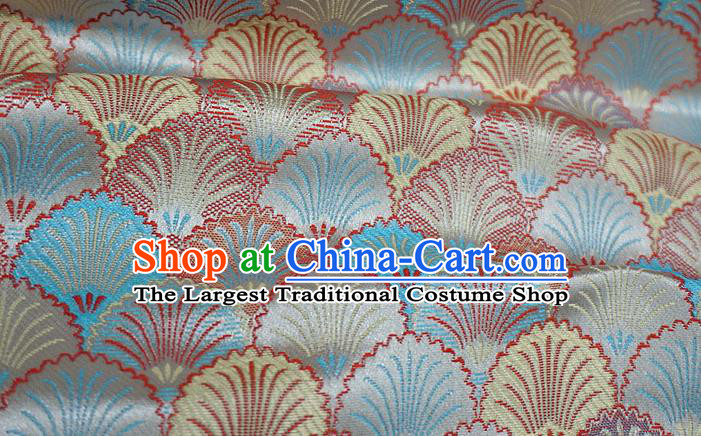 Silver White China Drapery Traditional Brocade Fabric Hanfu Classical Pine Needle Pattern Design Cloth