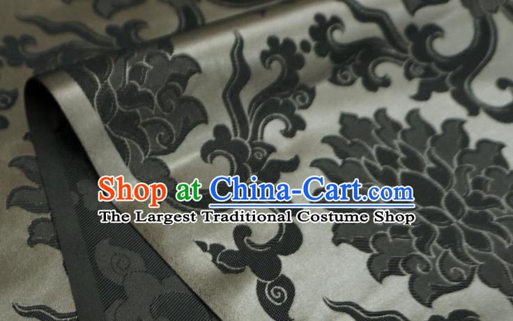 Grey China Traditional Brocade Fabric Classical Passion Flower Pattern Design Cloth Tibetan Dress Drapery