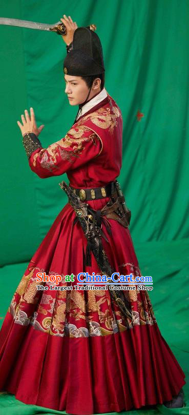 TV Series Romantic Drama My Sassy Imperial Bodyguard Shen Yan Red Official Clothing China Ancient Warrior Costumes