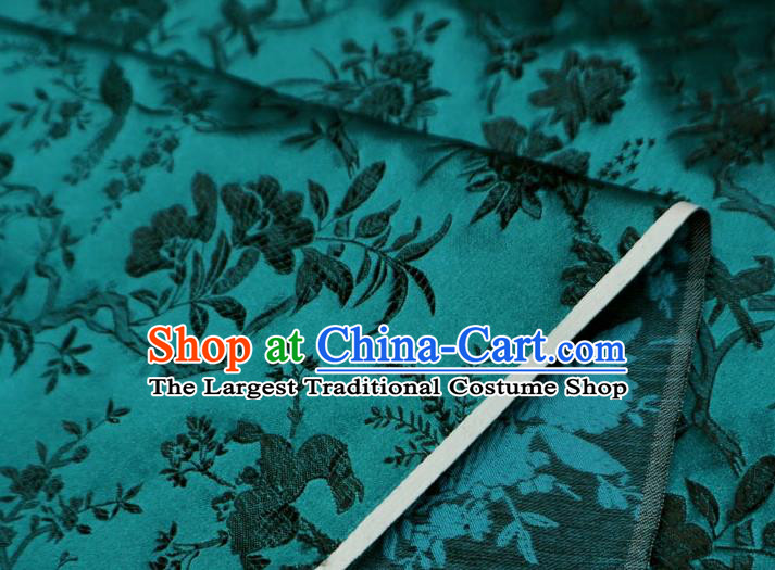 Peacock Green China Tang Suit Drapery Traditional Brocade Fabric Classical Flower Bird Pattern Design Cloth