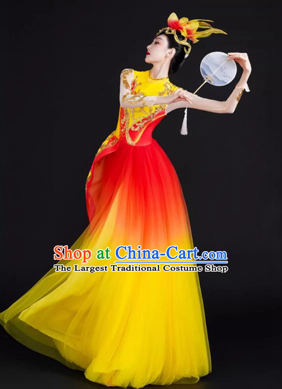 Spring Festival Gala Opening Dance Large Swing Skirt Performance Costumes Modern Dance Costumes Brilliant Chinese Dream Song Accompanying Dance Long Skirt Female
