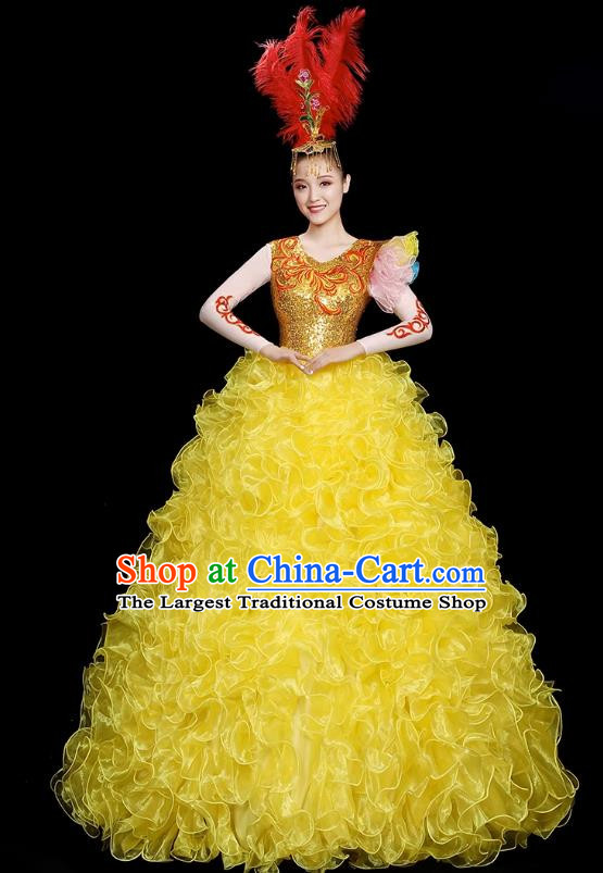 Opening Dance Big Skirt Performance Costumes Sequins Song Accompaniment Dance Costumes Solo Stage Performance Costumes