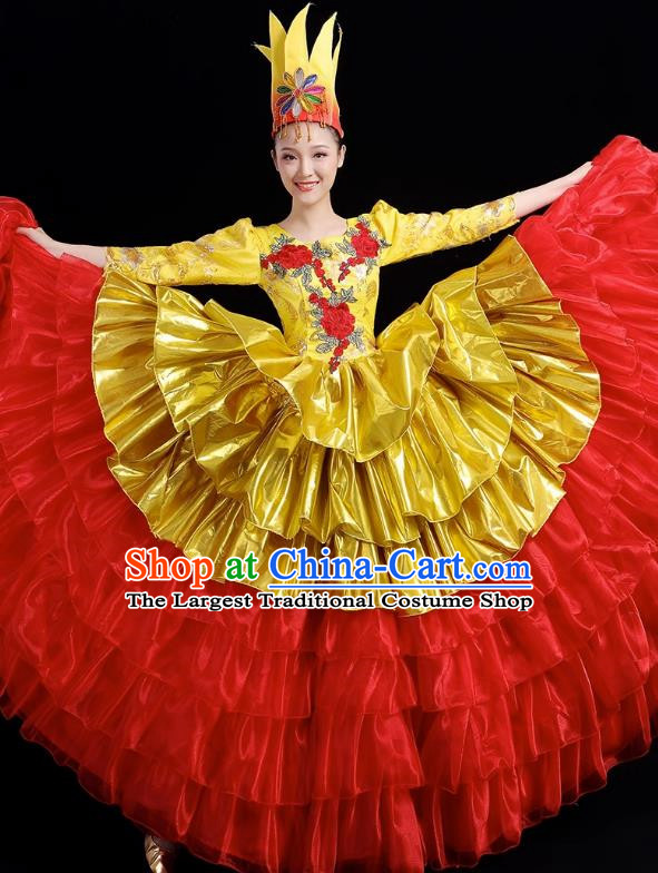 Opening Dance Big Swing Skirt Performance Costume Female Dance Stage Song and Dance Performance Costume Modern Big Skirt