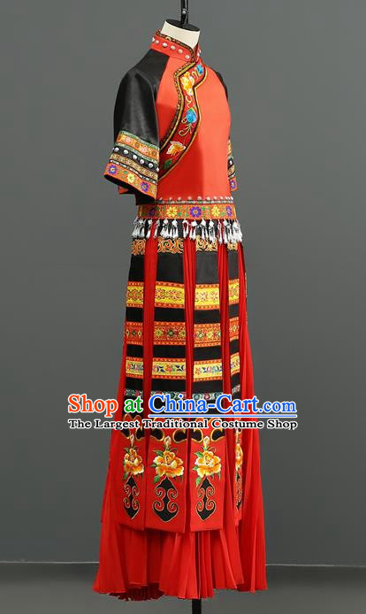 Miao Women Group Dance With A Touch Of Red Dance Costumes Performance Costumes Taoli Cup