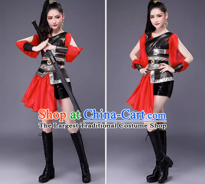 Drumming Performance Costumes Female Gongs And Drums Team General Performance Costumes Chinese Style Women Group Performance Costumes Hua Mulan Performance Costumes
