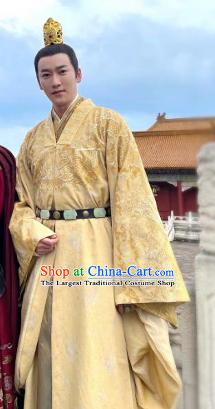 China Romantic Drama My Sassy King Liu Wang Clothing Ancient Crown Prince Golden Costumes