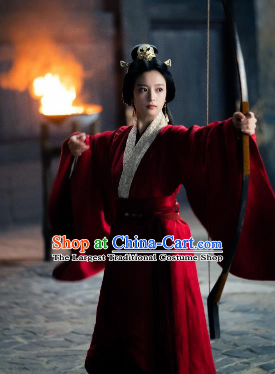 China TV Series An Ancient Love Song Lu Yuan Red Dresses Qin Dynasty Empress Hanfu Clothing