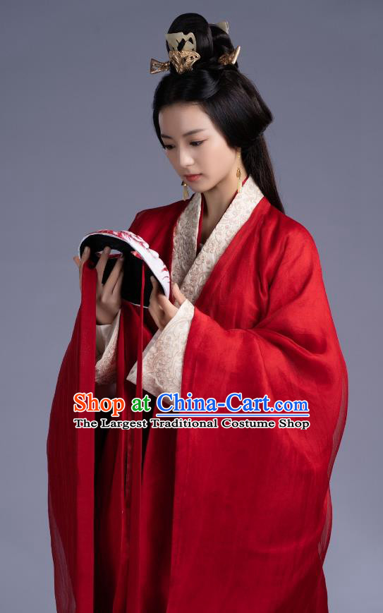 China TV Series An Ancient Love Song Lu Yuan Red Dresses Qin Dynasty Empress Hanfu Clothing