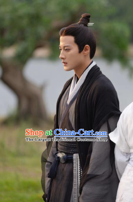 TV Series An Ancient Love Song Shen Bu Yan Black Costumes China Qin Dynasty Scholar Hanfu Garments