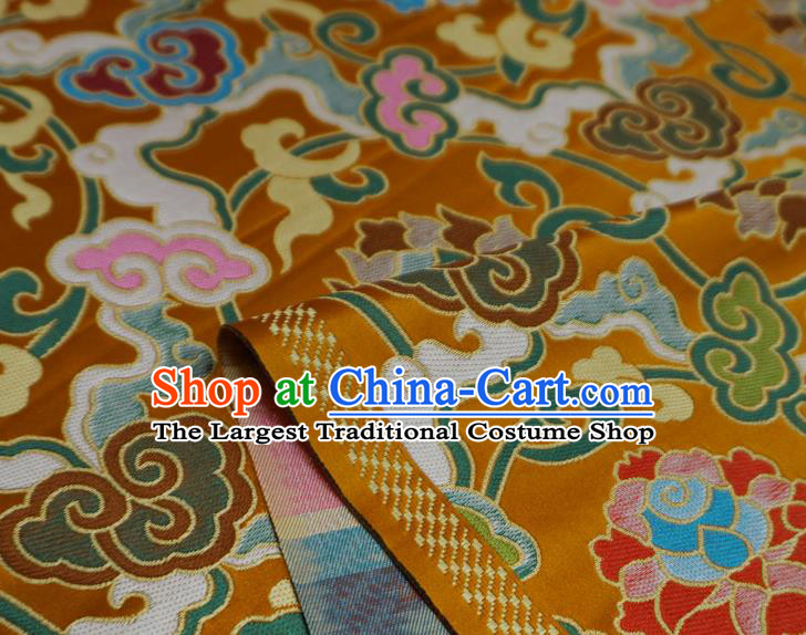 Golden Chinese Classical Rosette Pattern Material Traditional Design Brocade Fabric Tibetan Dress Cloth