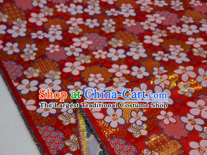 Red Chinese Traditional Design Brocade Fabric New Year Costume Cloth Classical Plum Blossom Pattern Material