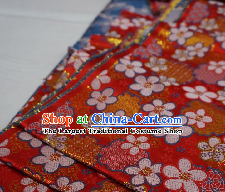 Red Chinese Traditional Design Brocade Fabric New Year Costume Cloth Classical Plum Blossom Pattern Material