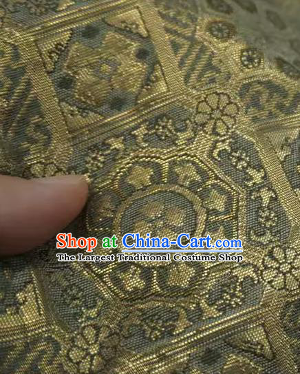 Golden China Classical Rosette Pattern Material Traditional Song Dynasty Design Brocade Fabric Ancient Hanfu Cloth