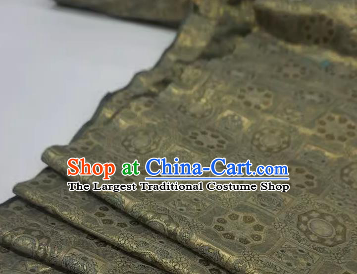 Golden China Classical Rosette Pattern Material Traditional Song Dynasty Design Brocade Fabric Ancient Hanfu Cloth