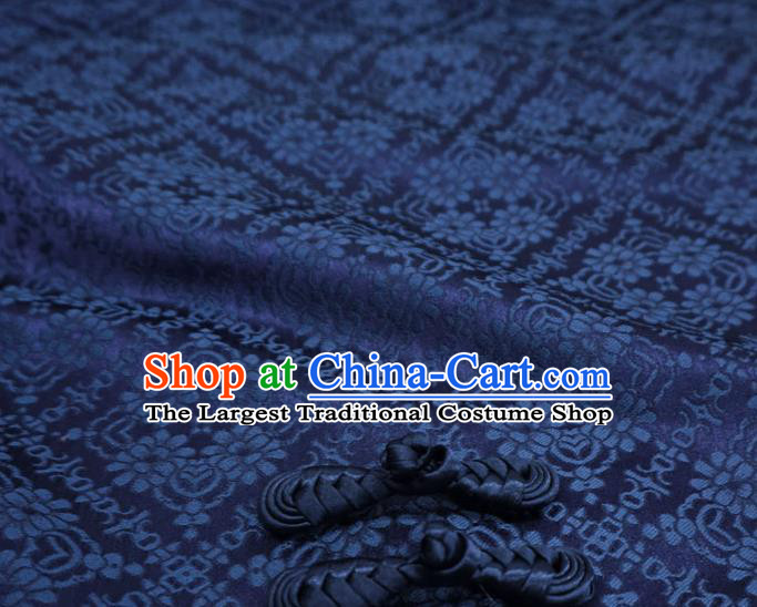 Deep Blue China Classical Diamond Pattern Material Traditional Song Dynasty Design Brocade Fabric Hanfu Cloth